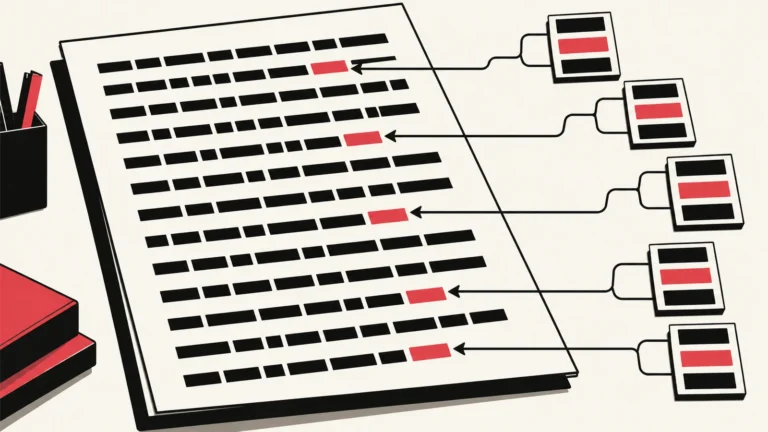 Ilustración conceptual de un patrón de elección de palabras en un documento.
